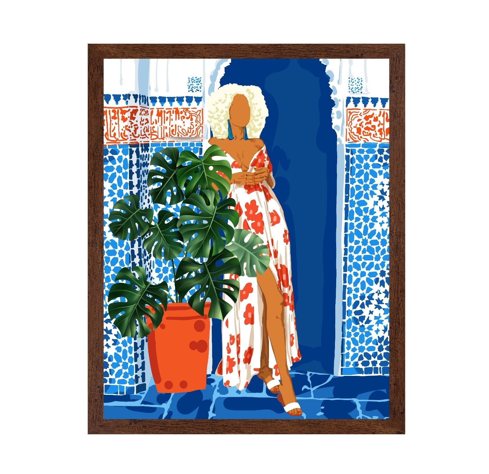 Blue Tile Garden Woman