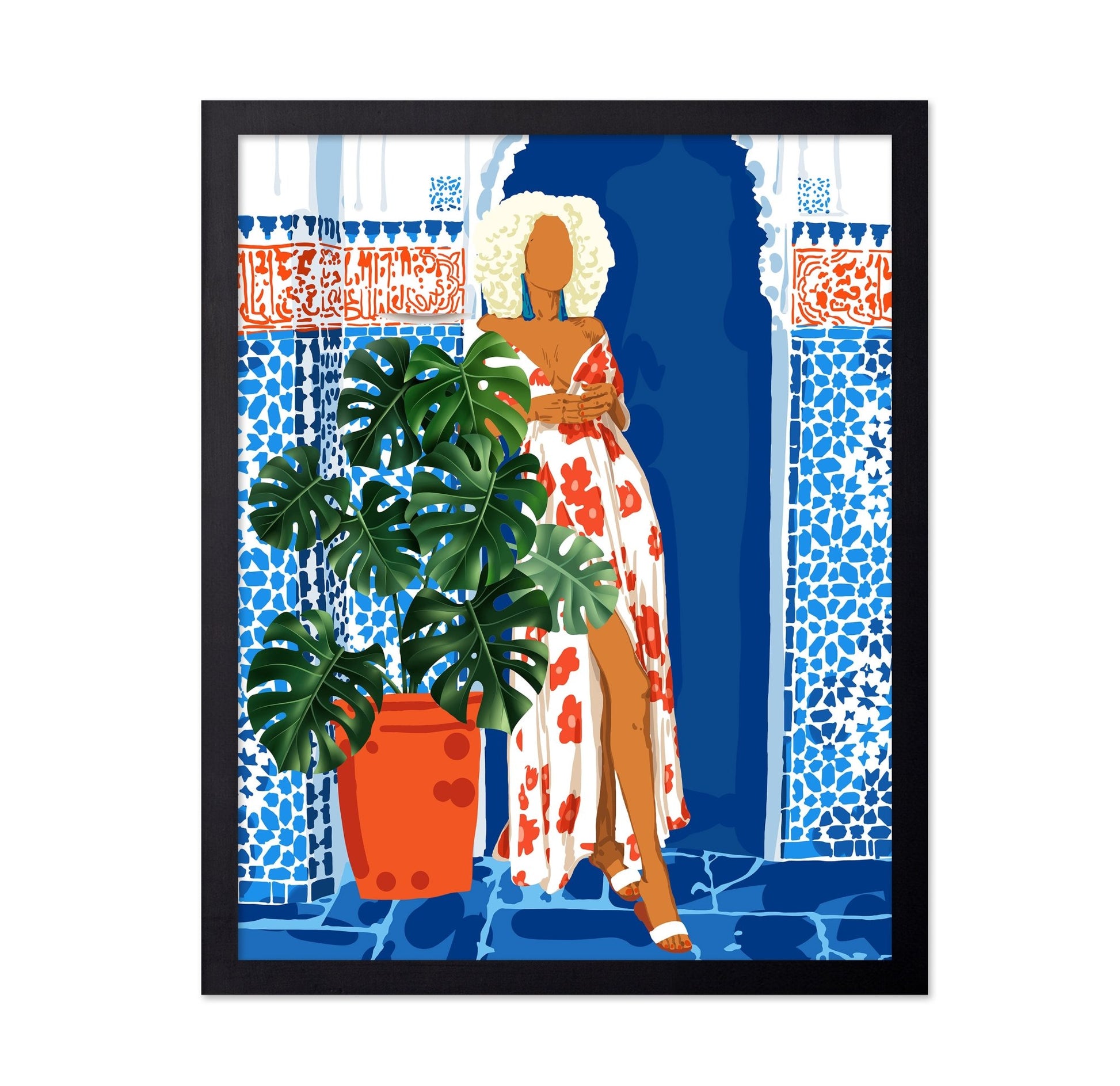 Blue Tile Garden Woman