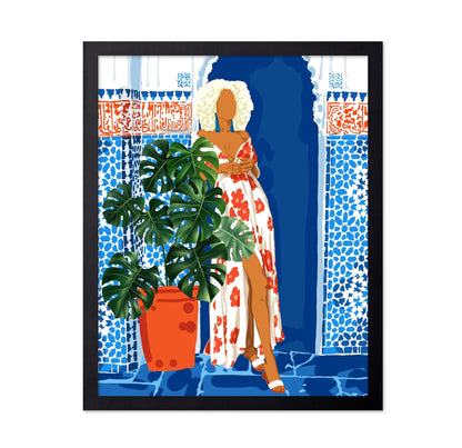 Blue Tile Garden Woman