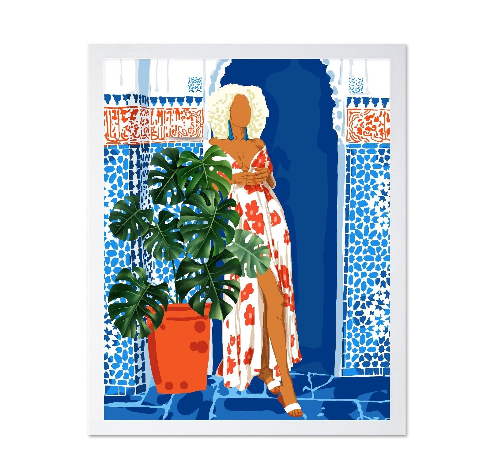 Blue Tile Garden Woman