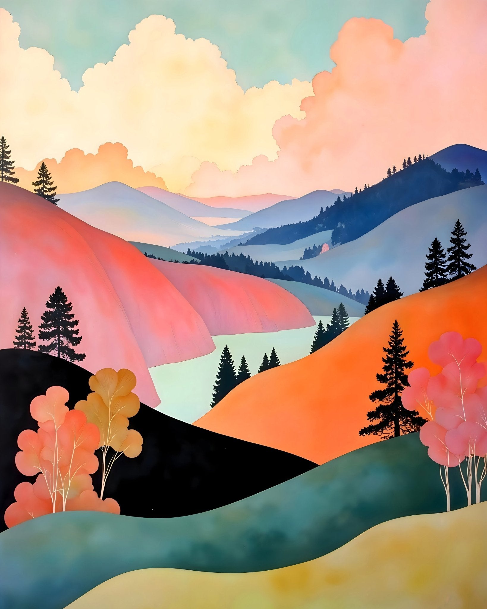 Pastel Mountain Valley