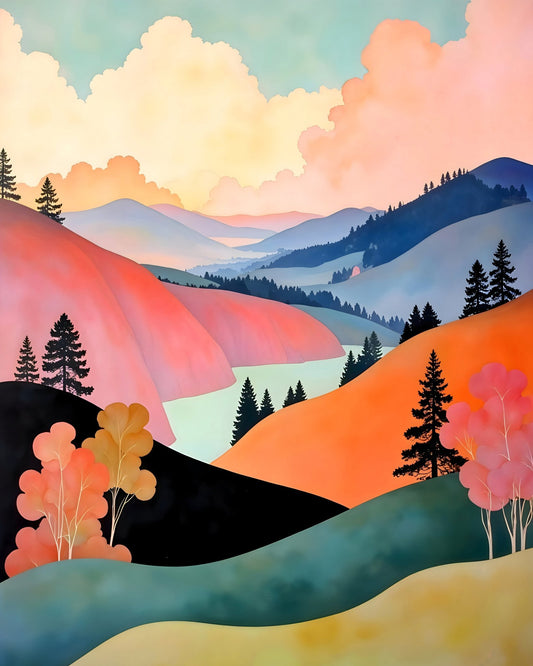 Pastel Mountain Valley