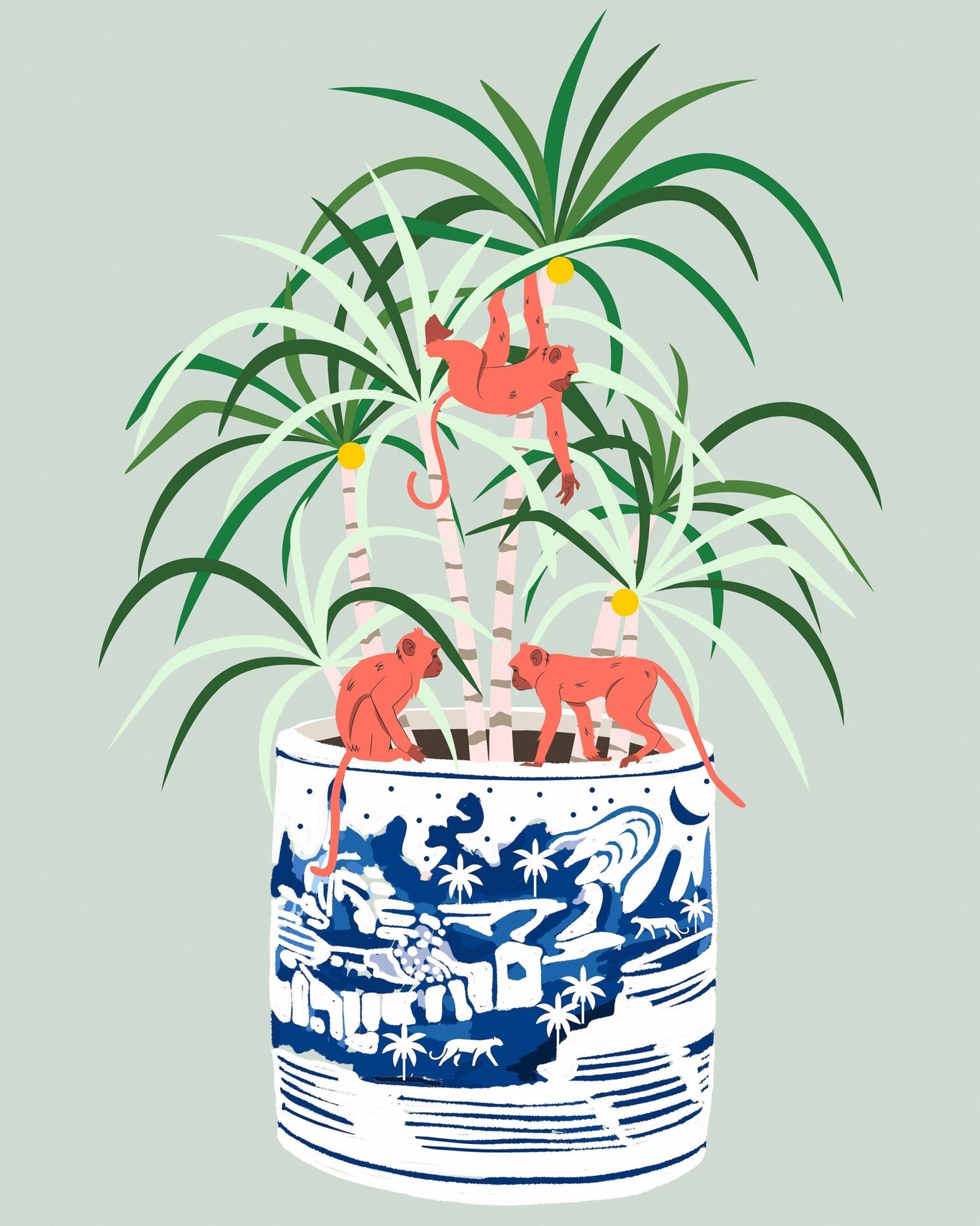 Monkeys In Plant Pot