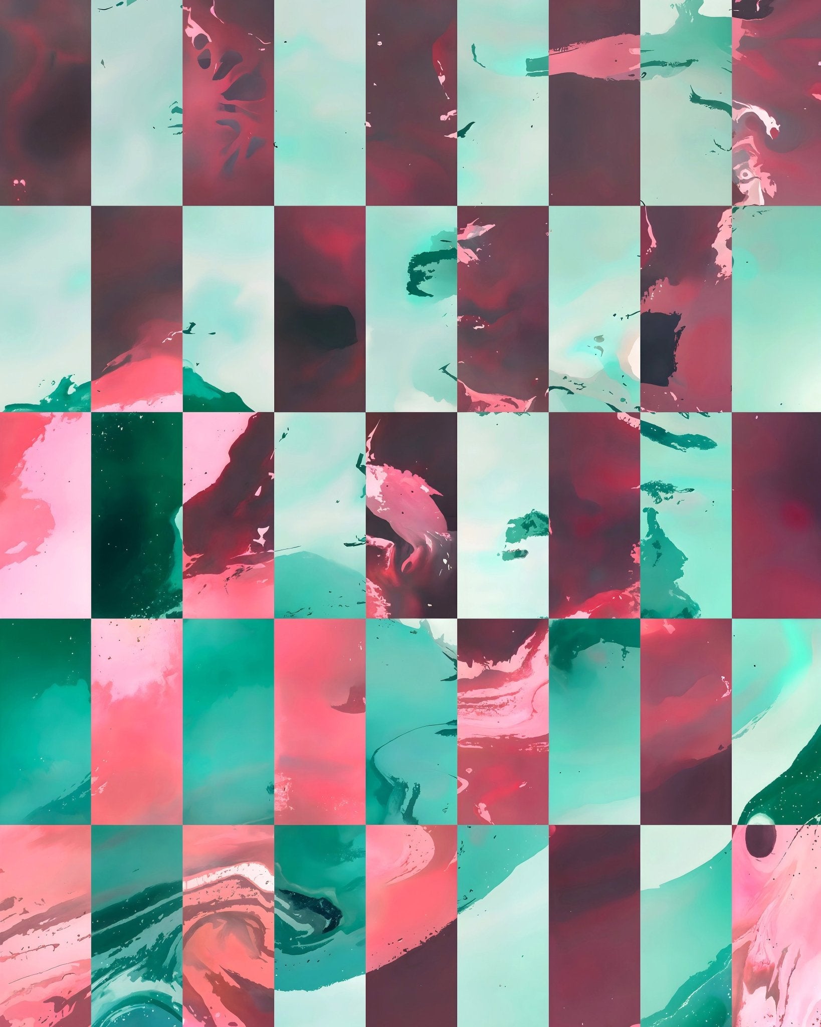 Teal Coral Grid