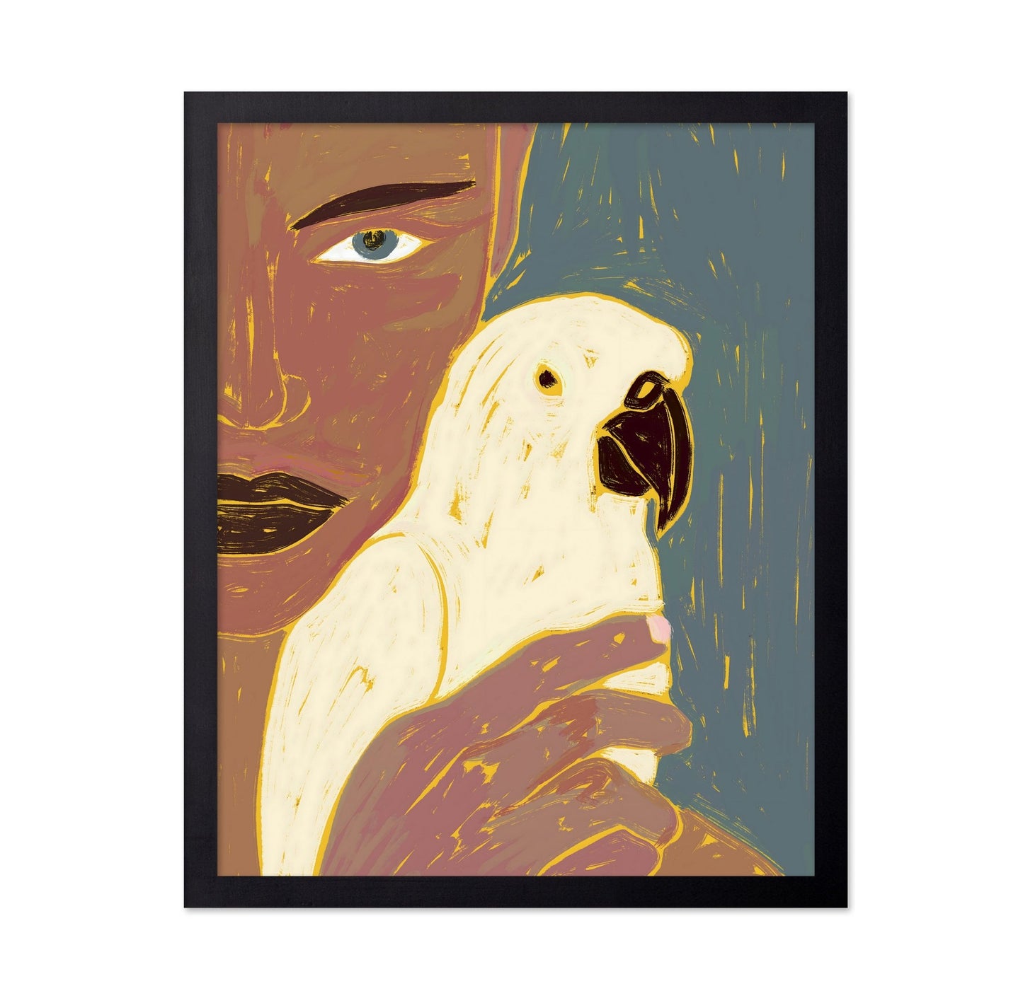 Woman With White Parrot