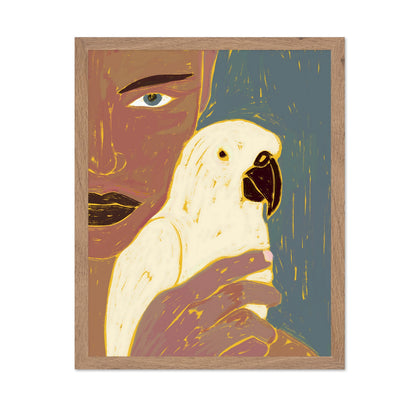 Woman With White Parrot