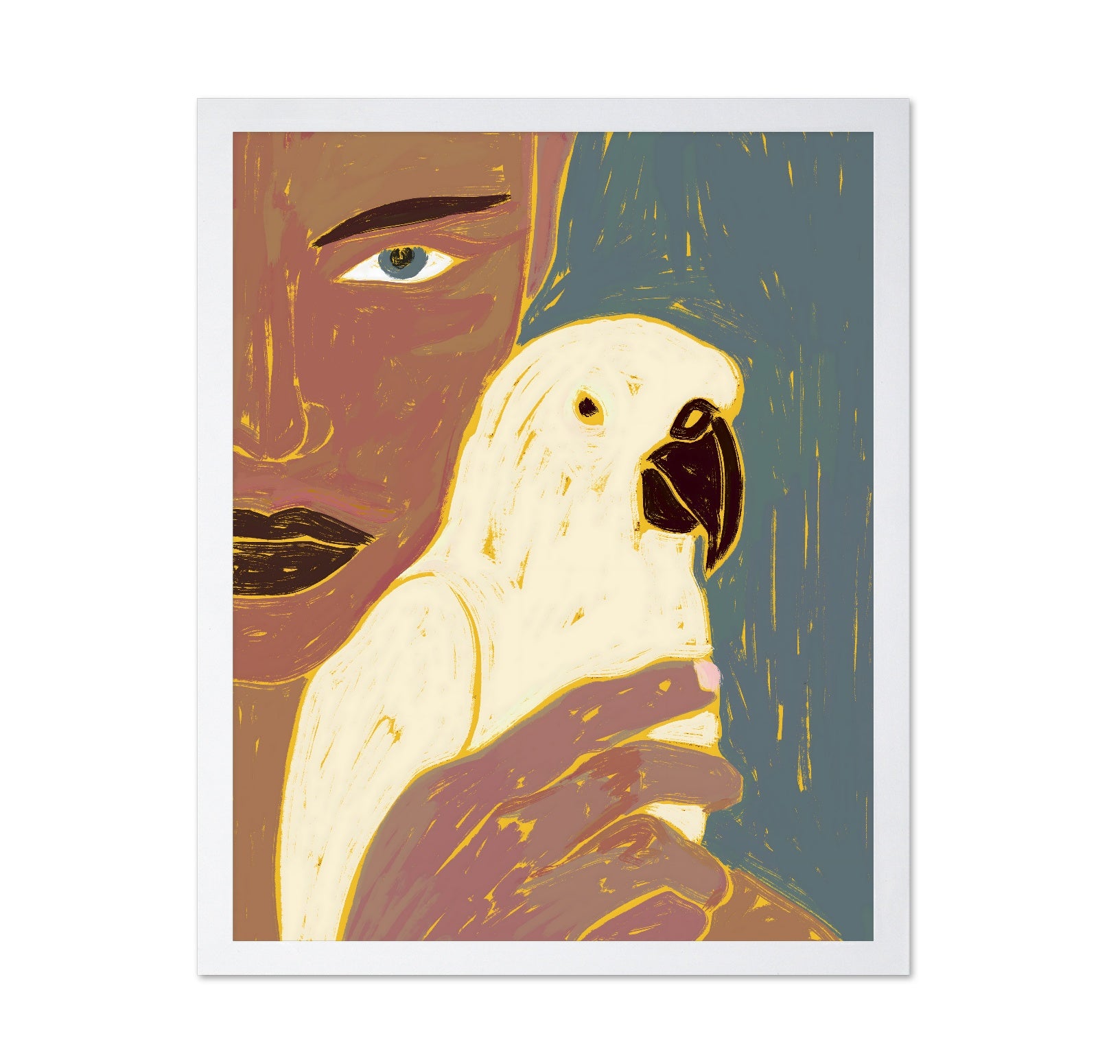 Woman With White Parrot