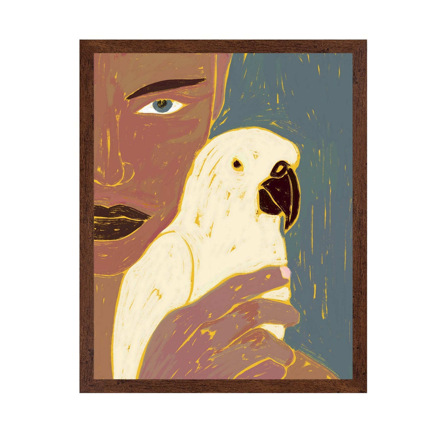 Woman With White Parrot