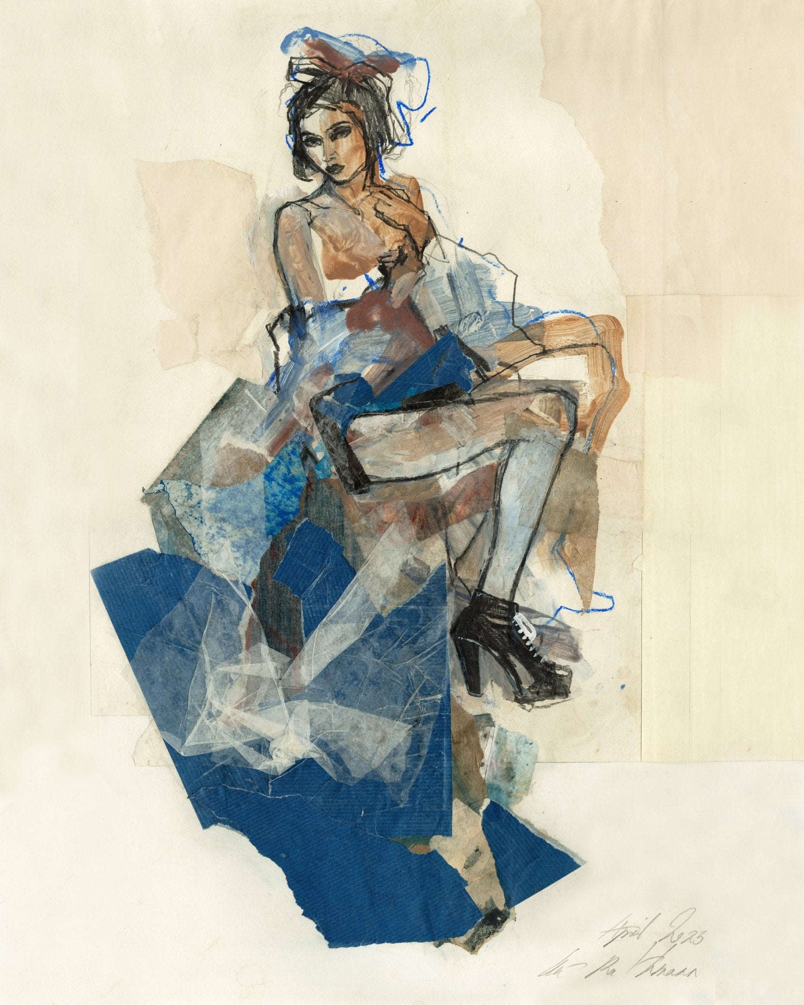 Blue Collage Fashion Pose