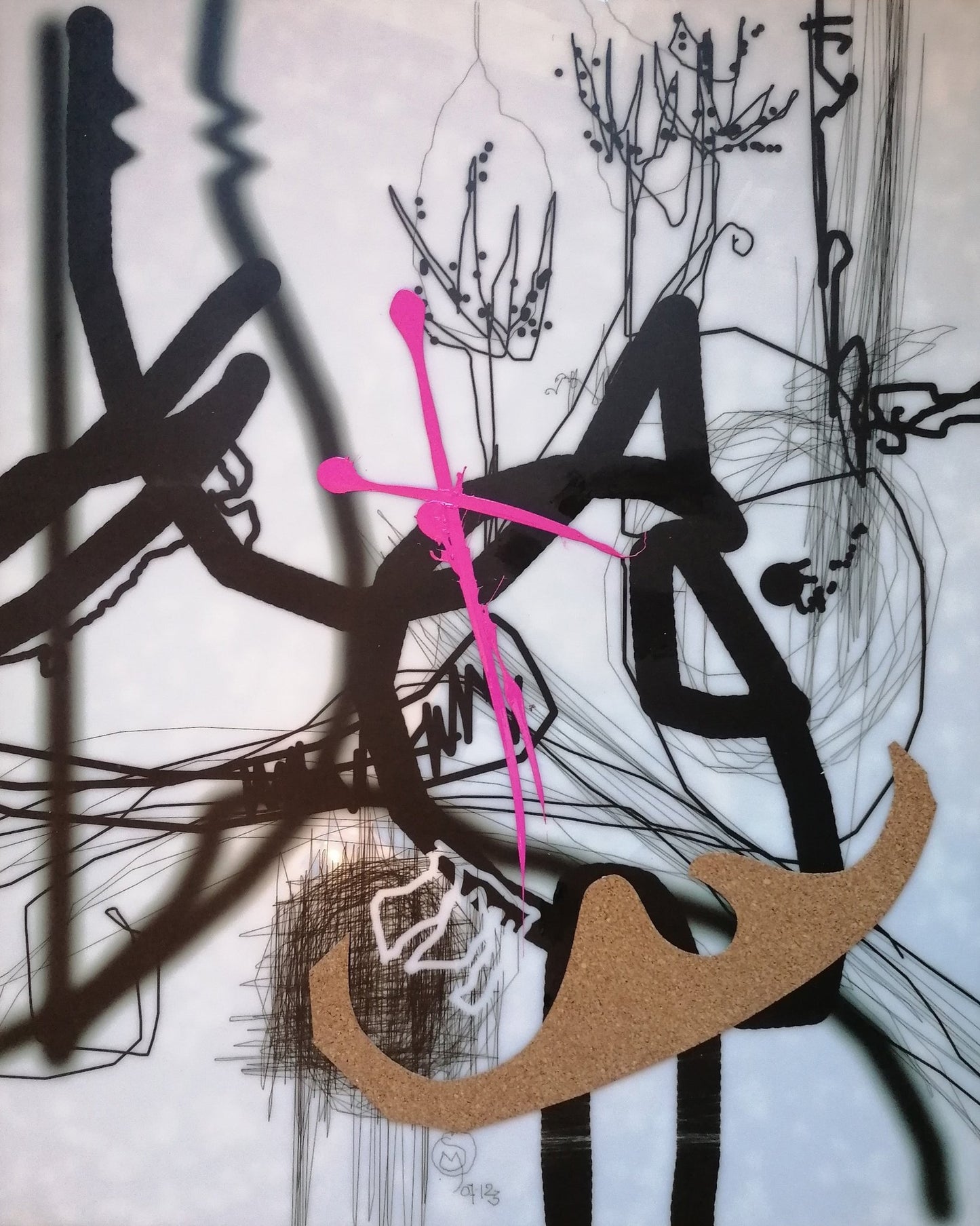 Abstract Pink Cross Lines