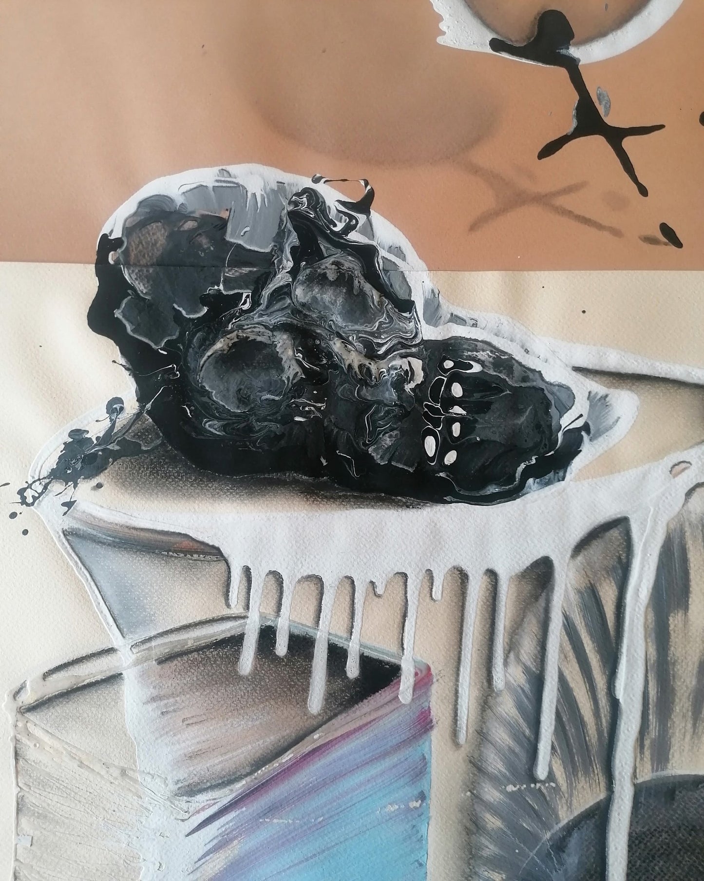 Abstract Black Skull Painting