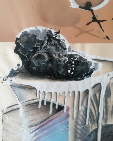 Abstract Black Skull Painting