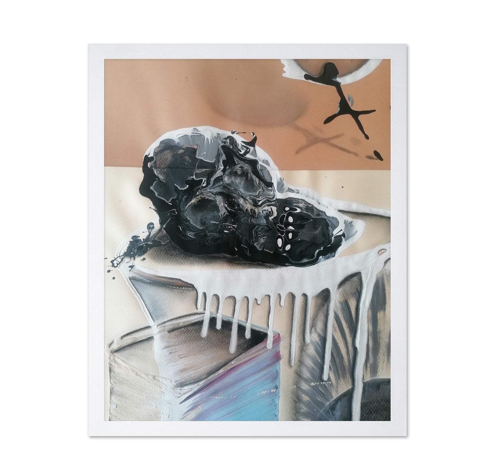 Abstract Black Skull Painting