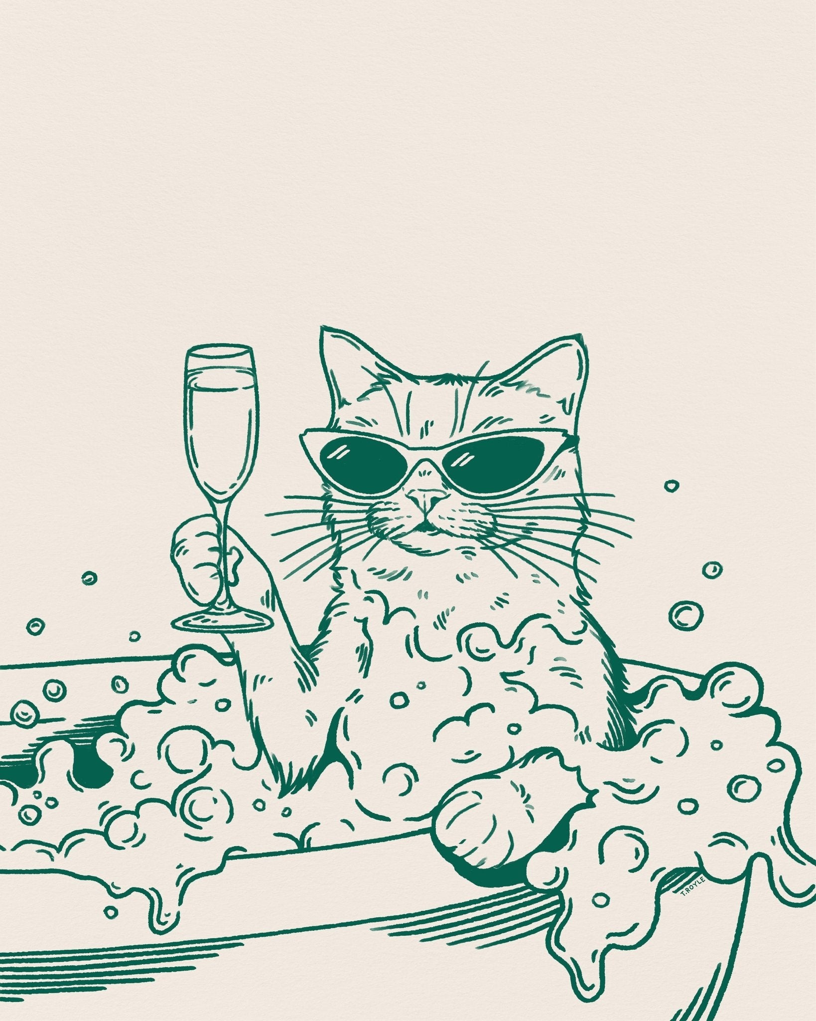Cat Bath With Champagne