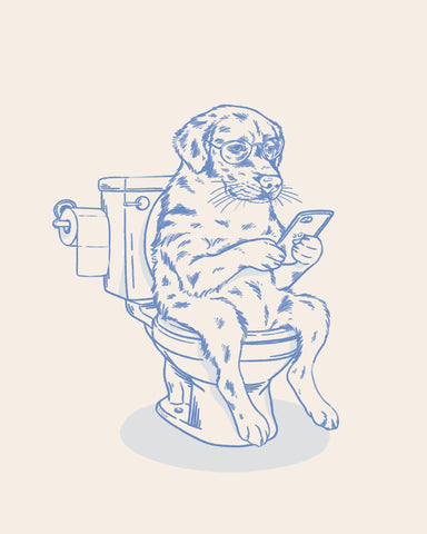 Dog On Phone Toilet