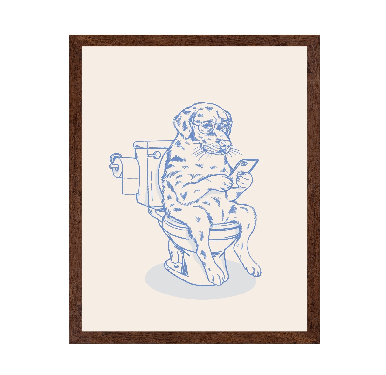 Dog On Phone Toilet