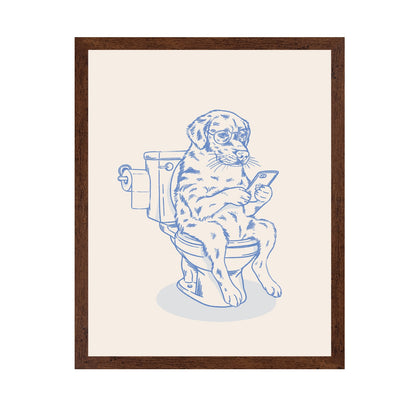 Dog On Phone Toilet