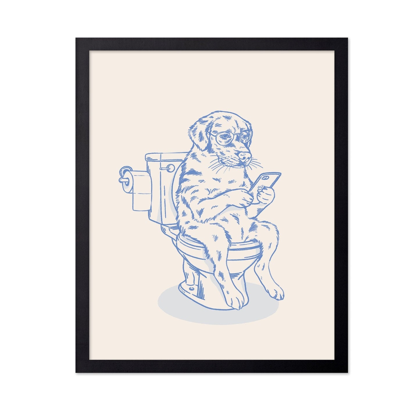 Dog On Phone Toilet