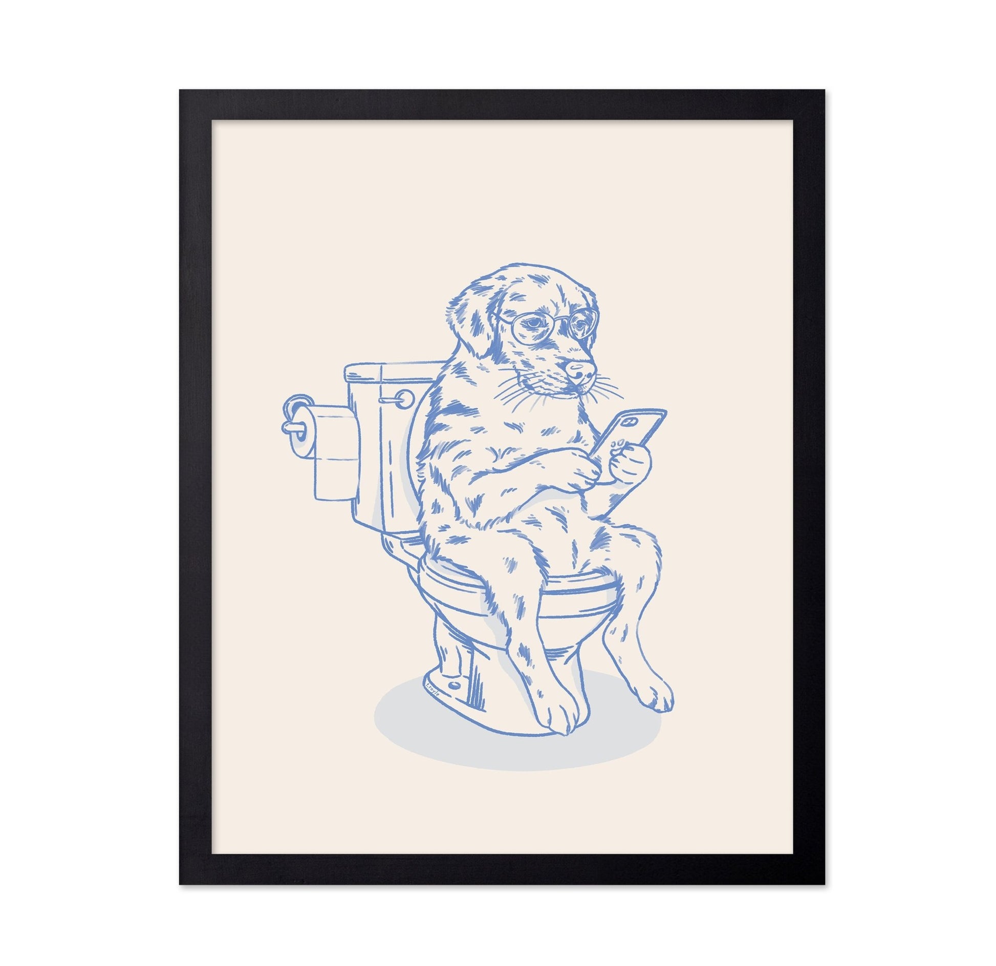 Dog On Phone Toilet