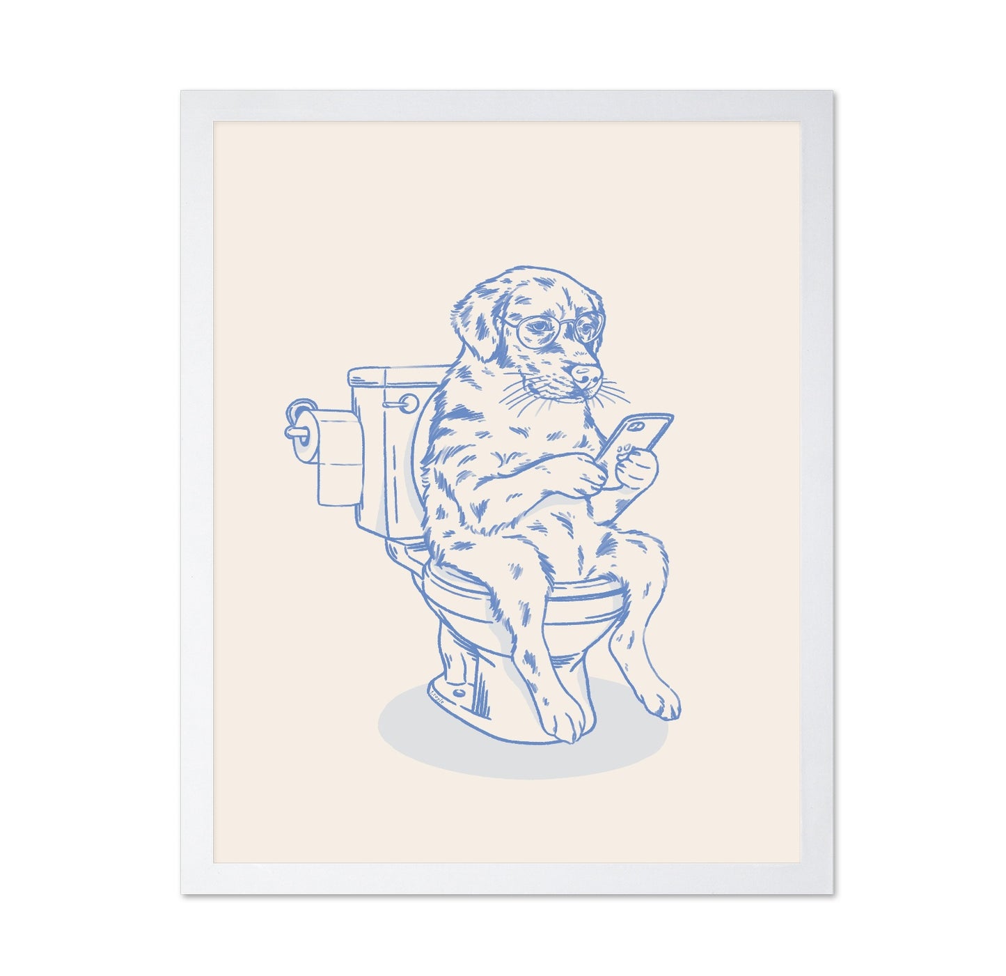 Dog On Phone Toilet