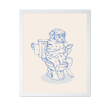 Dog On Phone Toilet