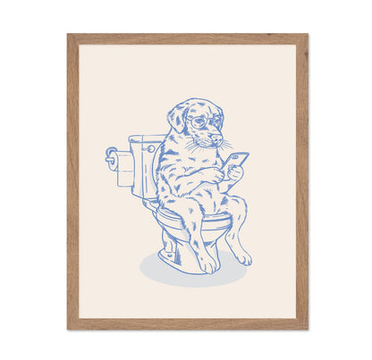 Dog On Phone Toilet