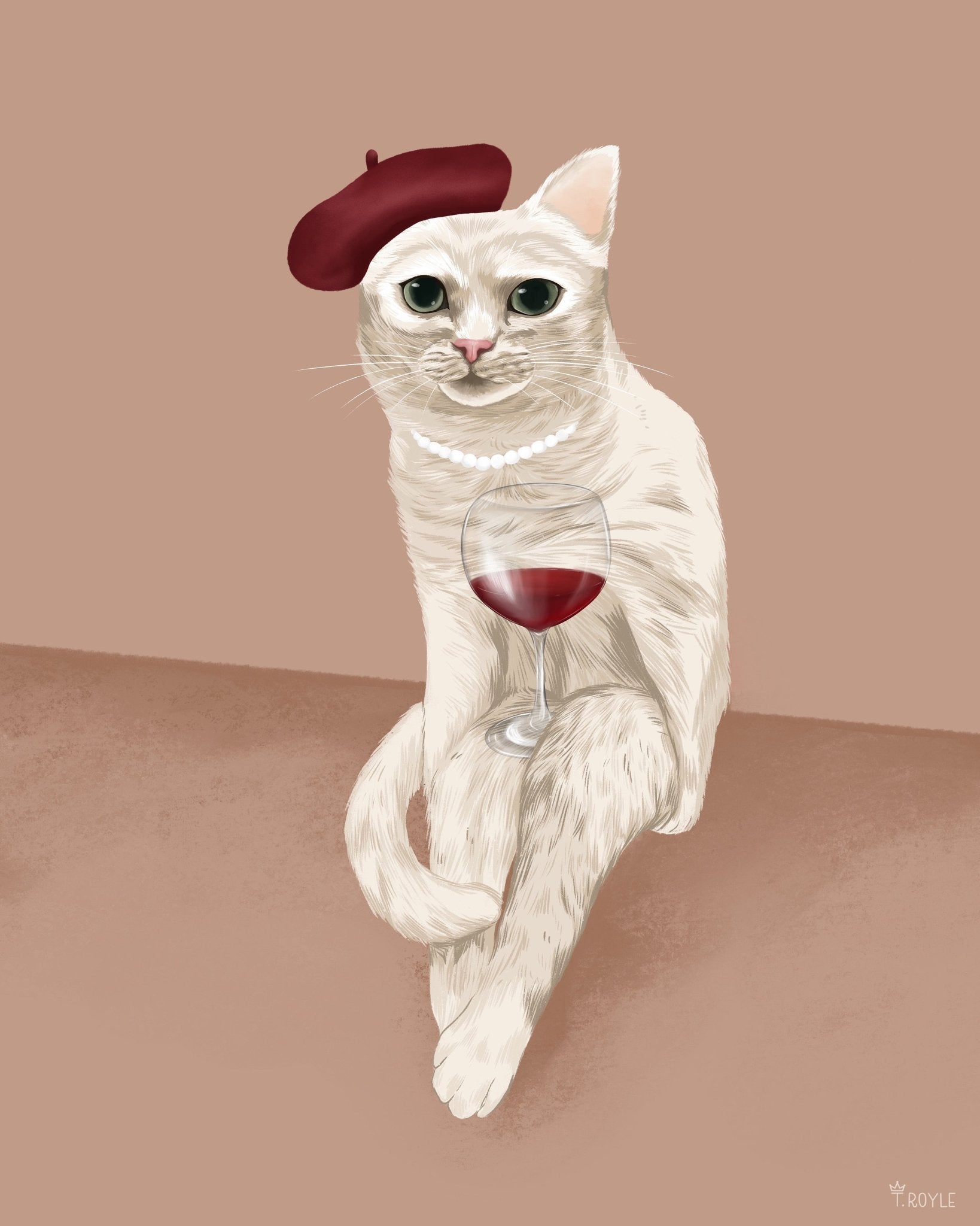 Chic Cat With Wine