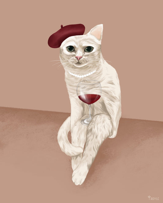 Chic Cat With Wine