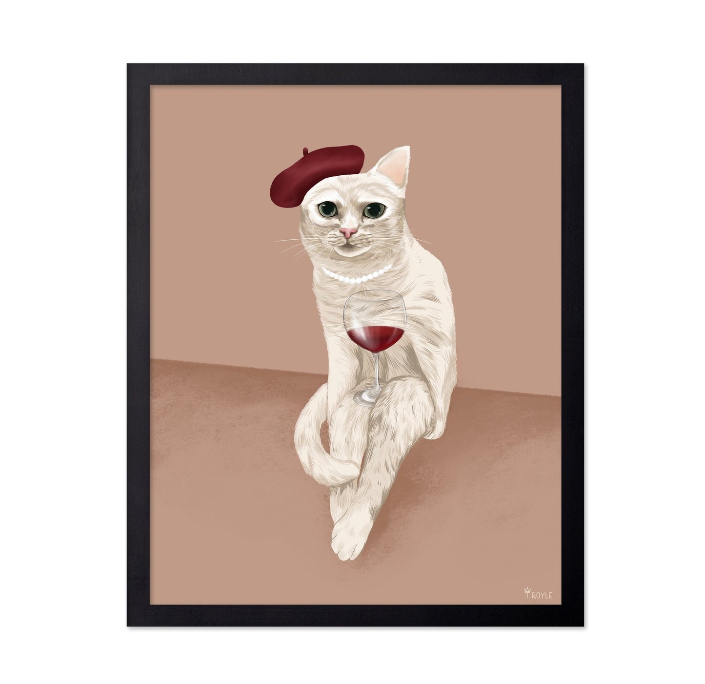 Chic Cat With Wine