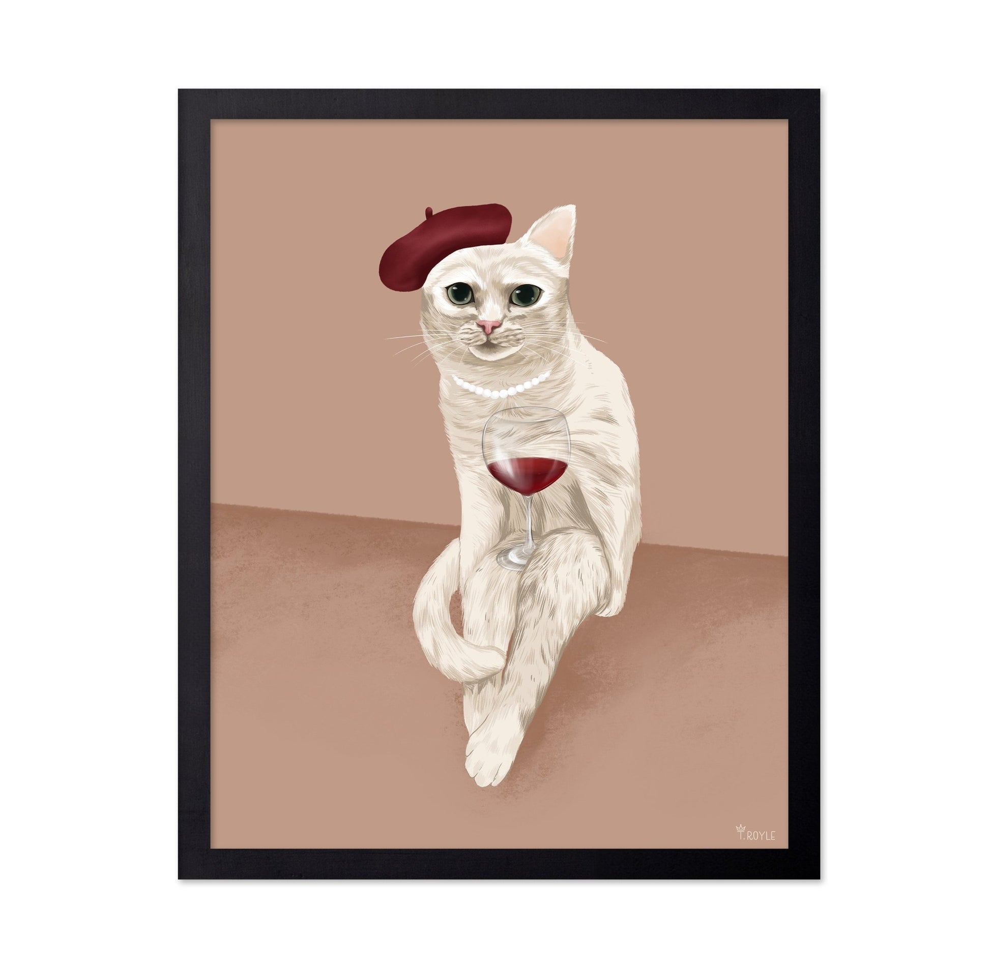 Chic Cat With Wine