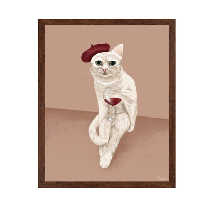 Chic Cat With Wine