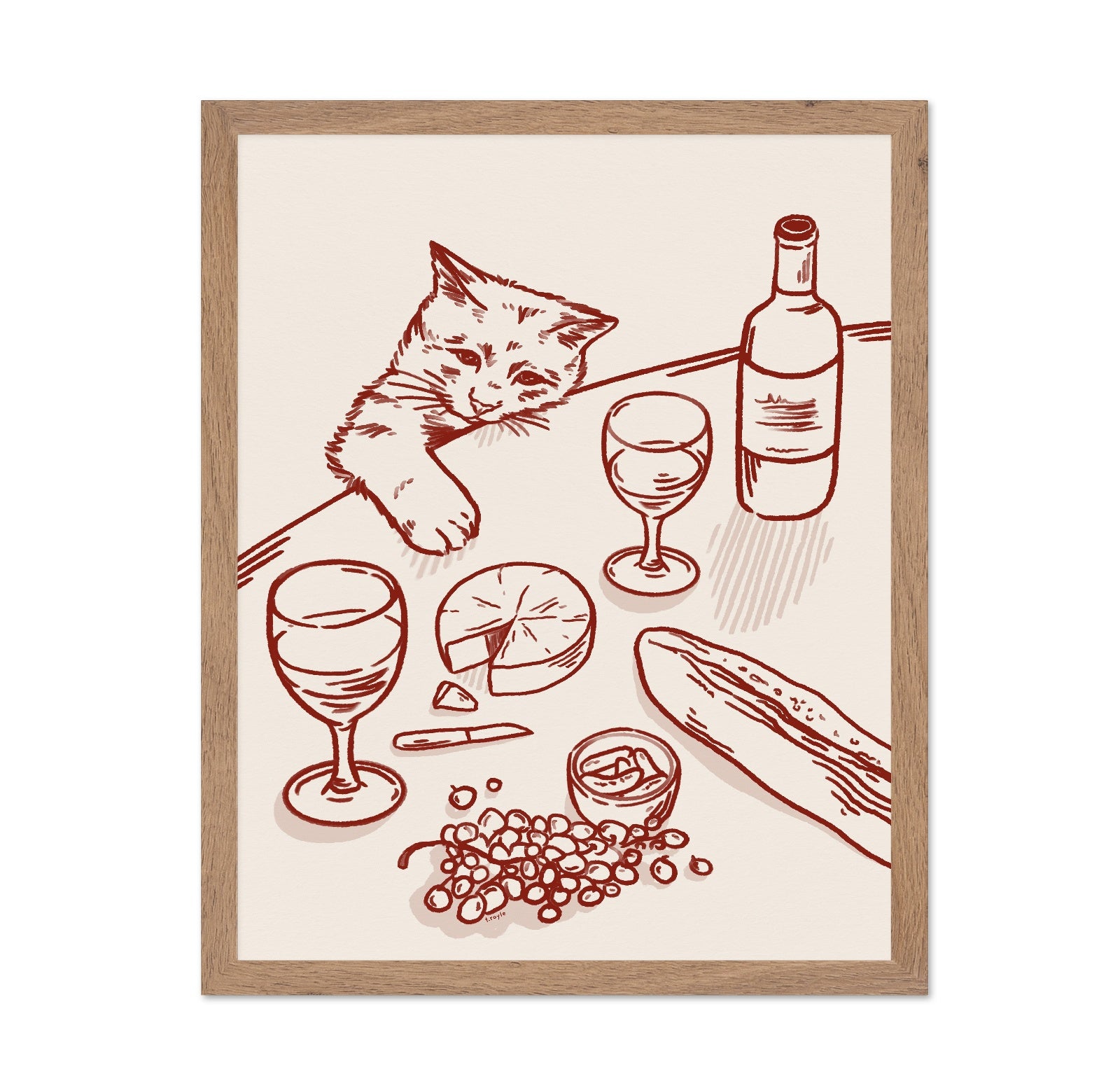 Cat Wine Table Scene