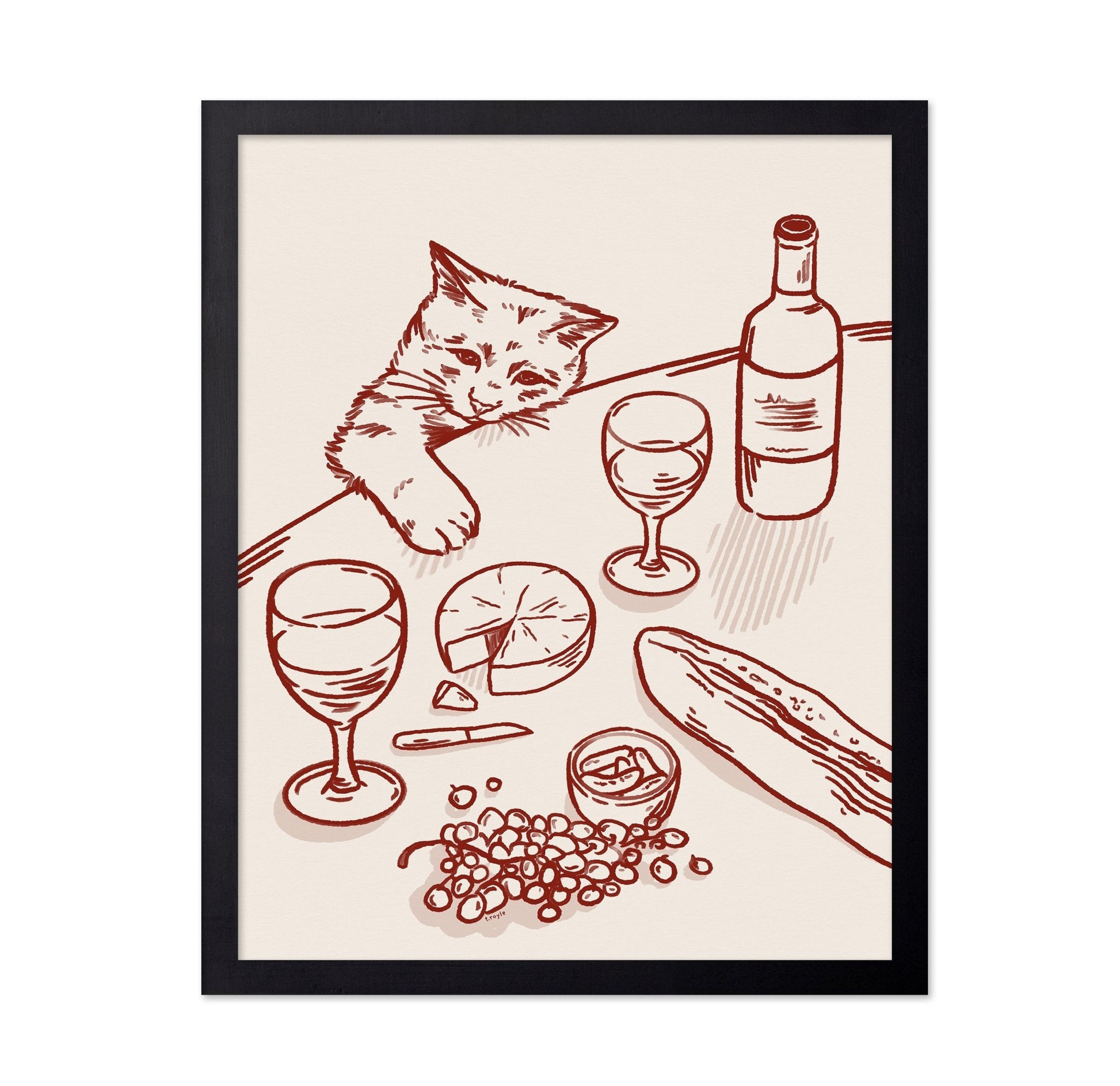 Cat Wine Table Scene