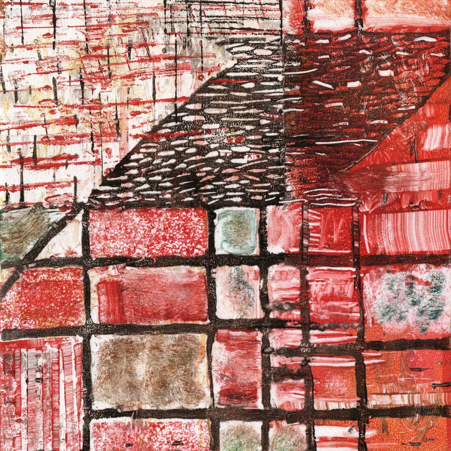 Red Abstract Grid