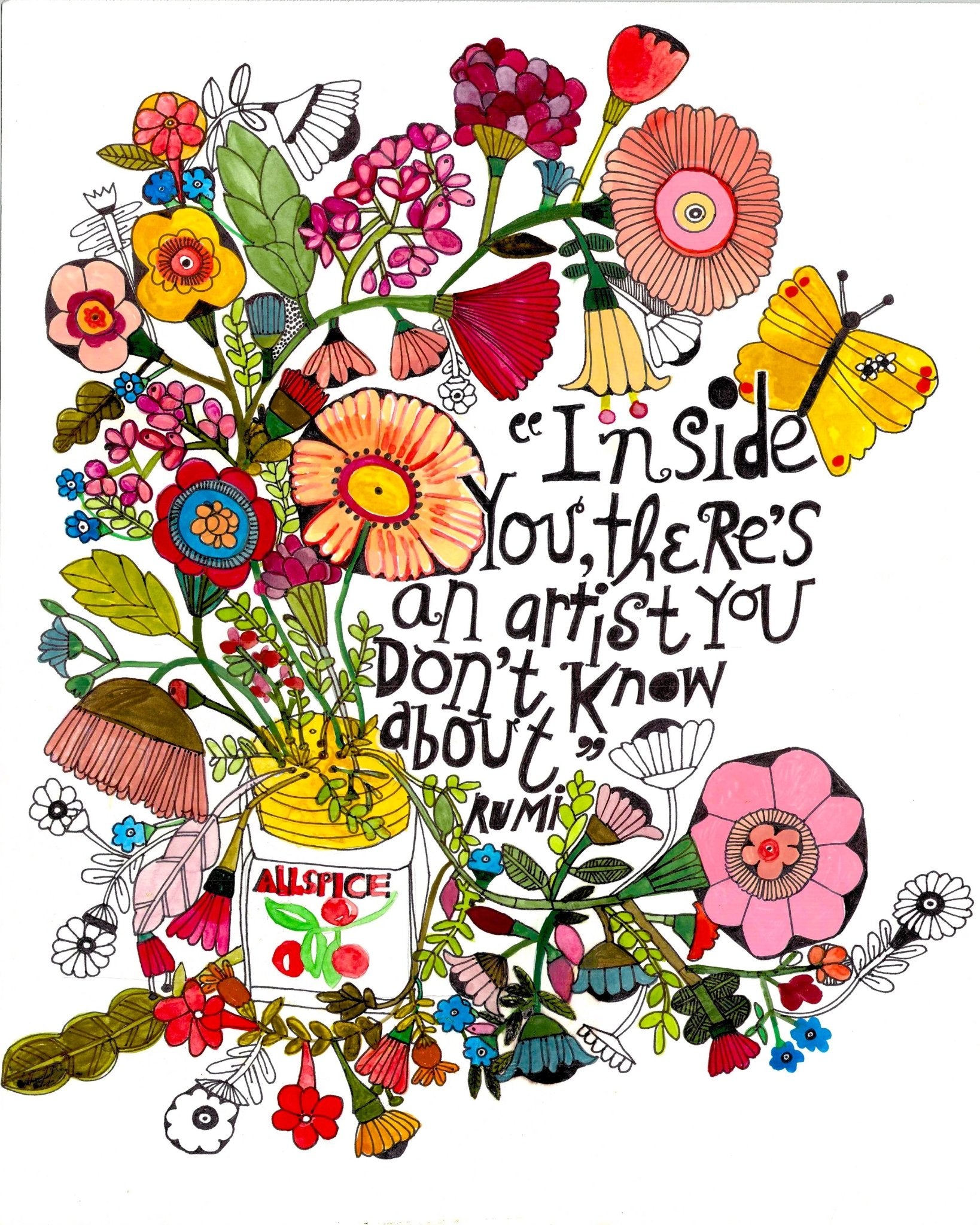 Artist Quote Floral Art