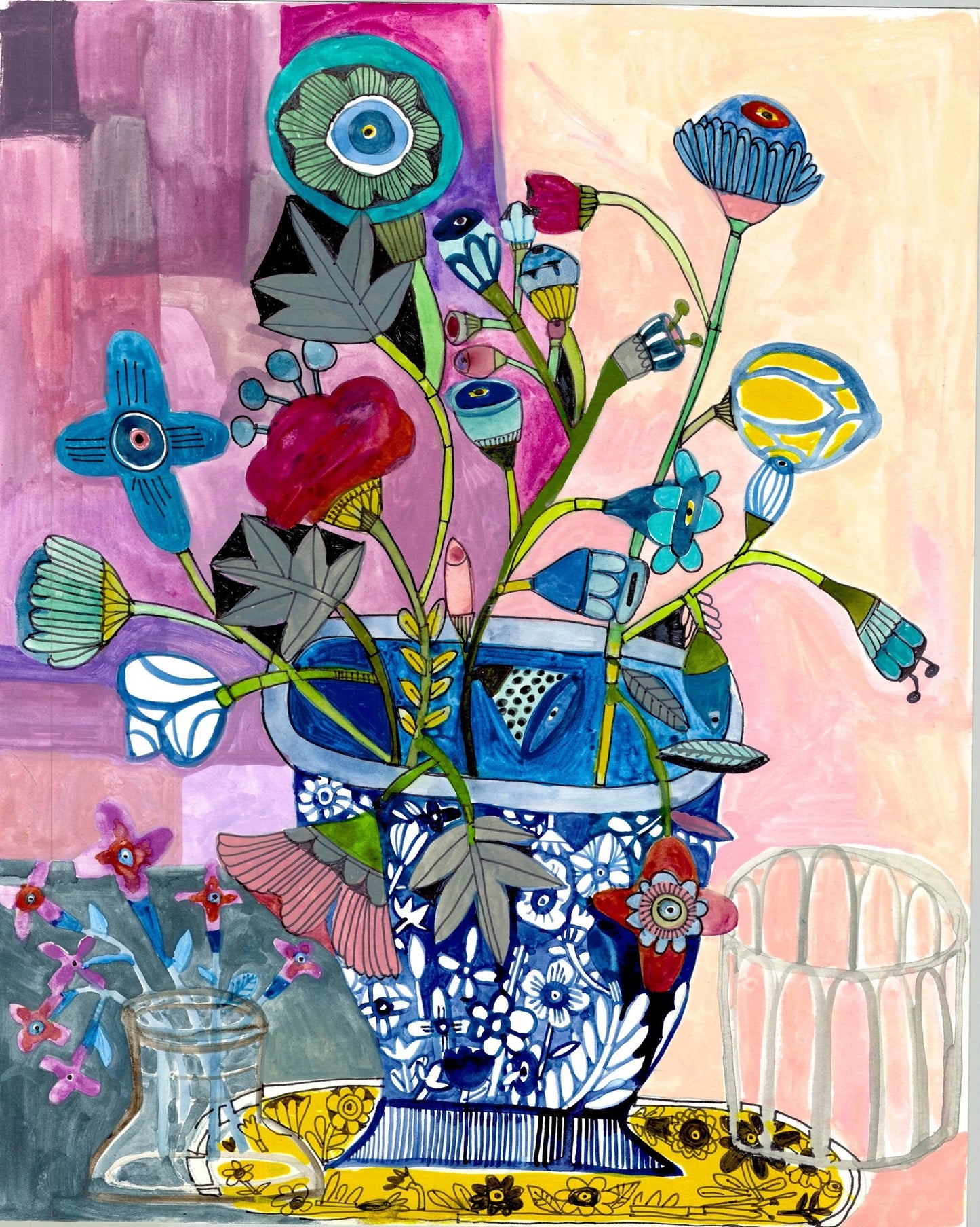 Blue Vase Floral Still Life