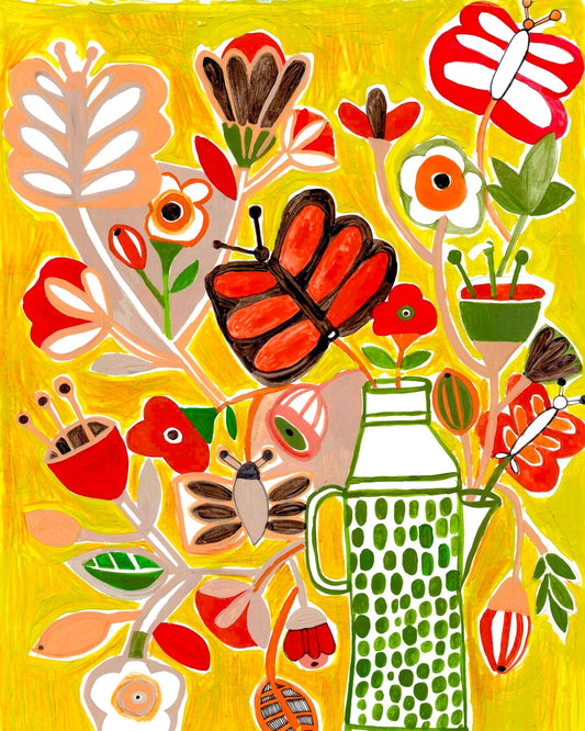 Butterfly Floral Still Life