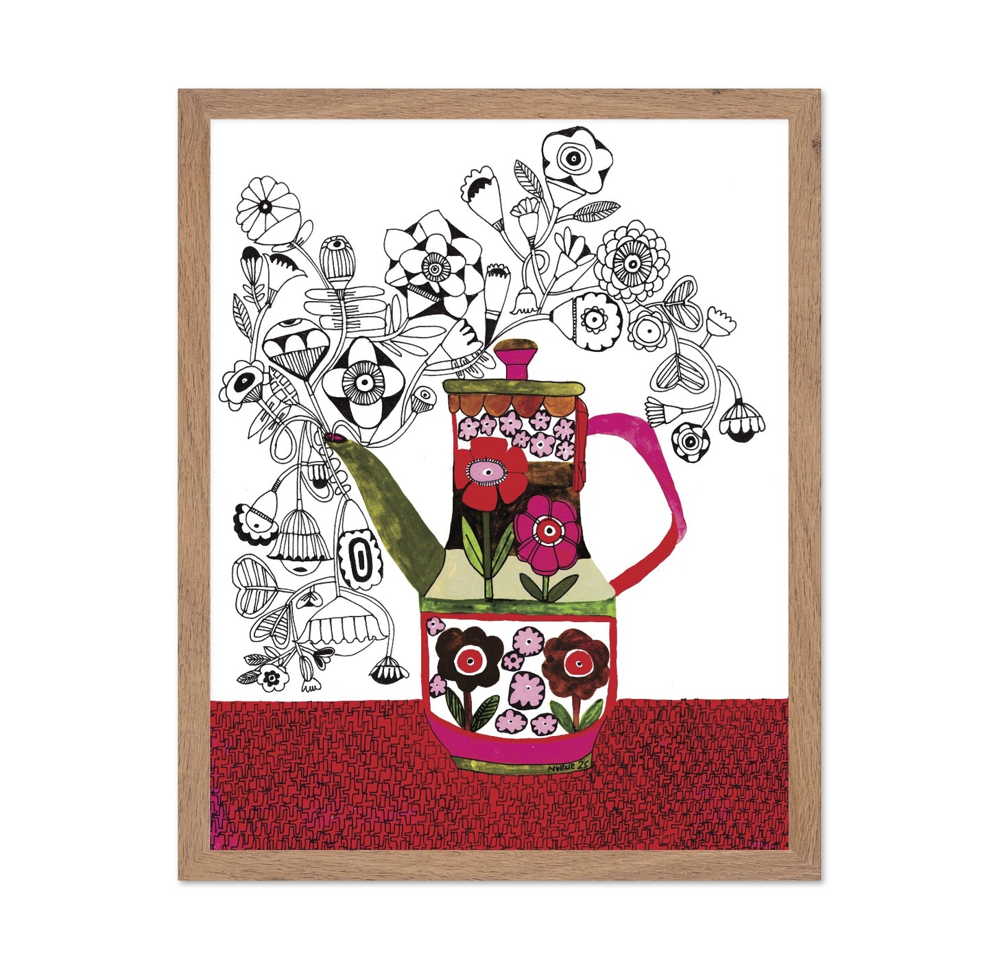 Floral Teapot Line Art