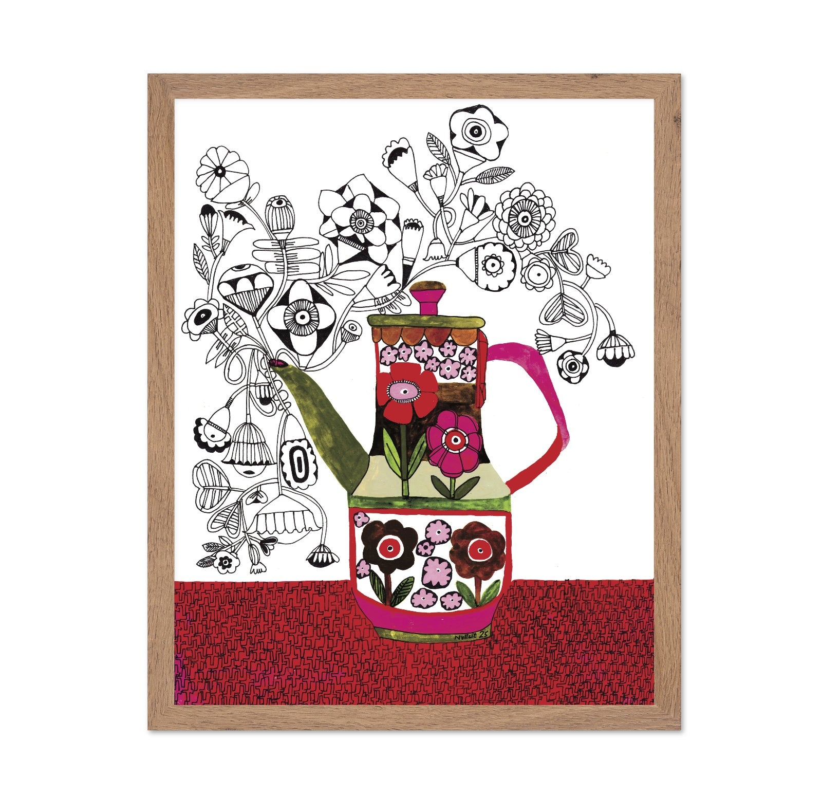 Floral Teapot Line Art