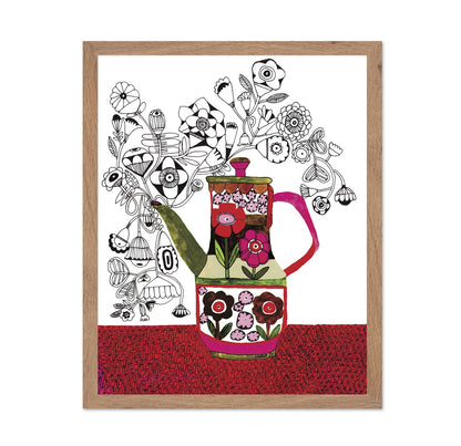 Floral Teapot Line Art