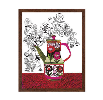 Floral Teapot Line Art