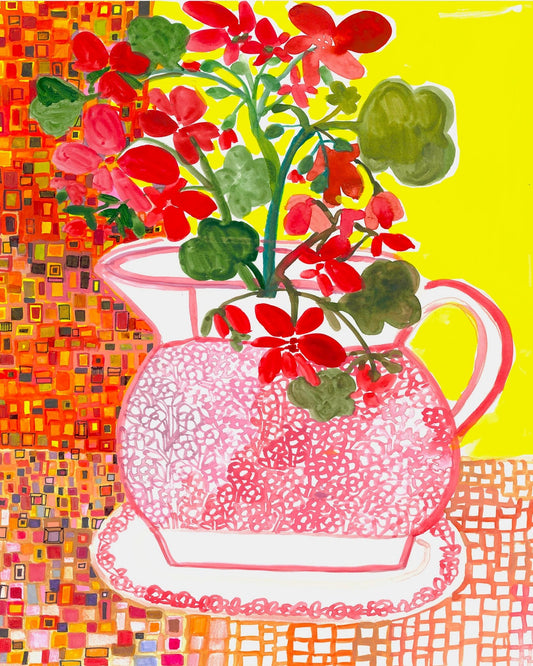 Red Floral Teapot