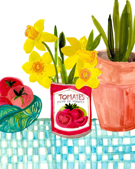 Daffodils Tomato Still Life