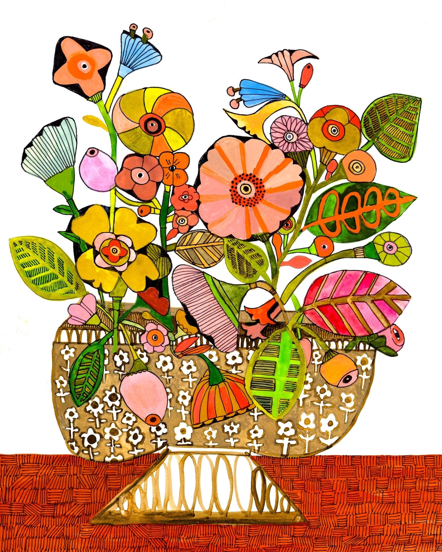Colorful Floral Vase Pattern