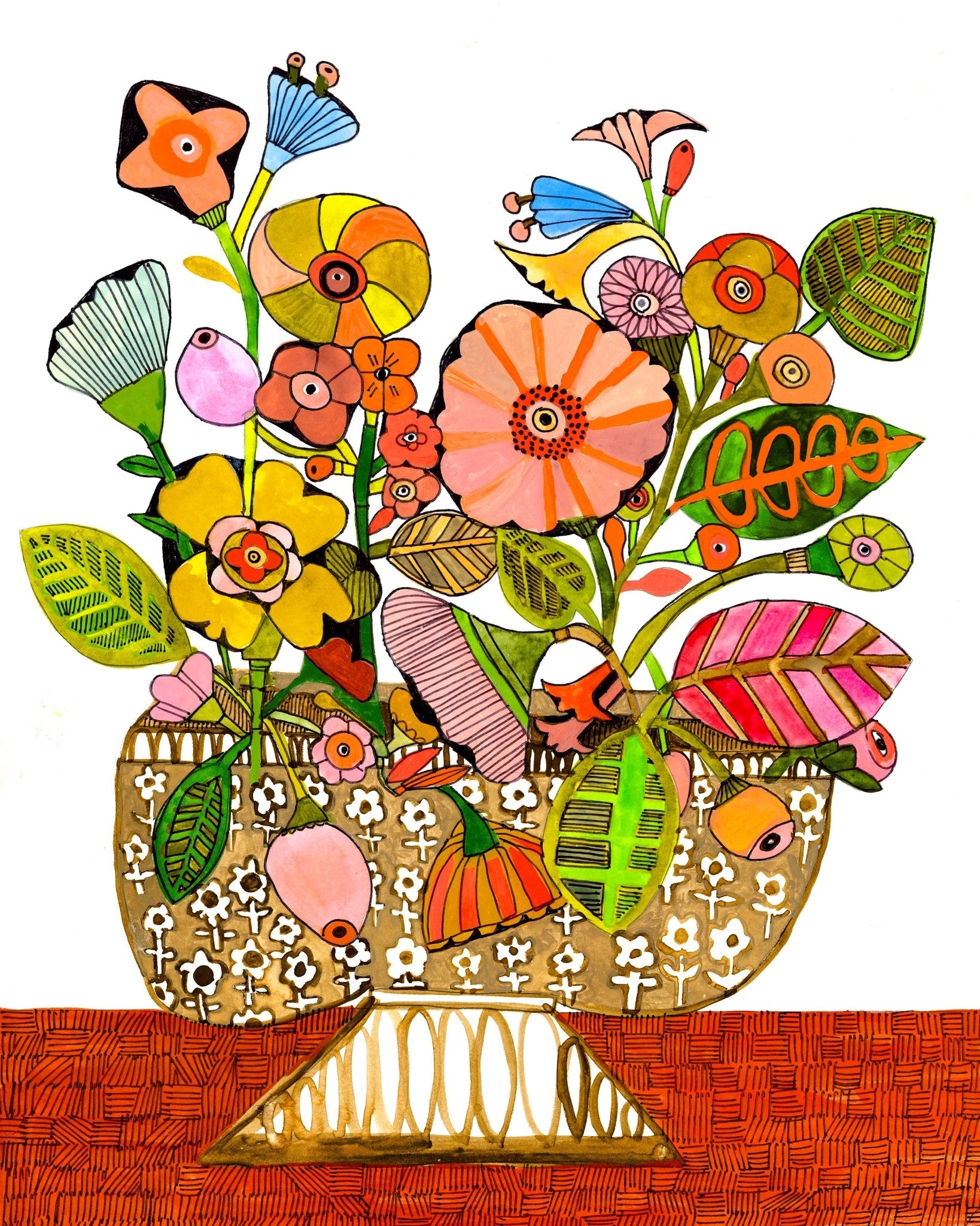 Colorful Floral Vase Pattern
