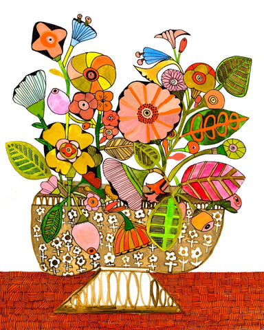 Colorful Floral Vase Pattern