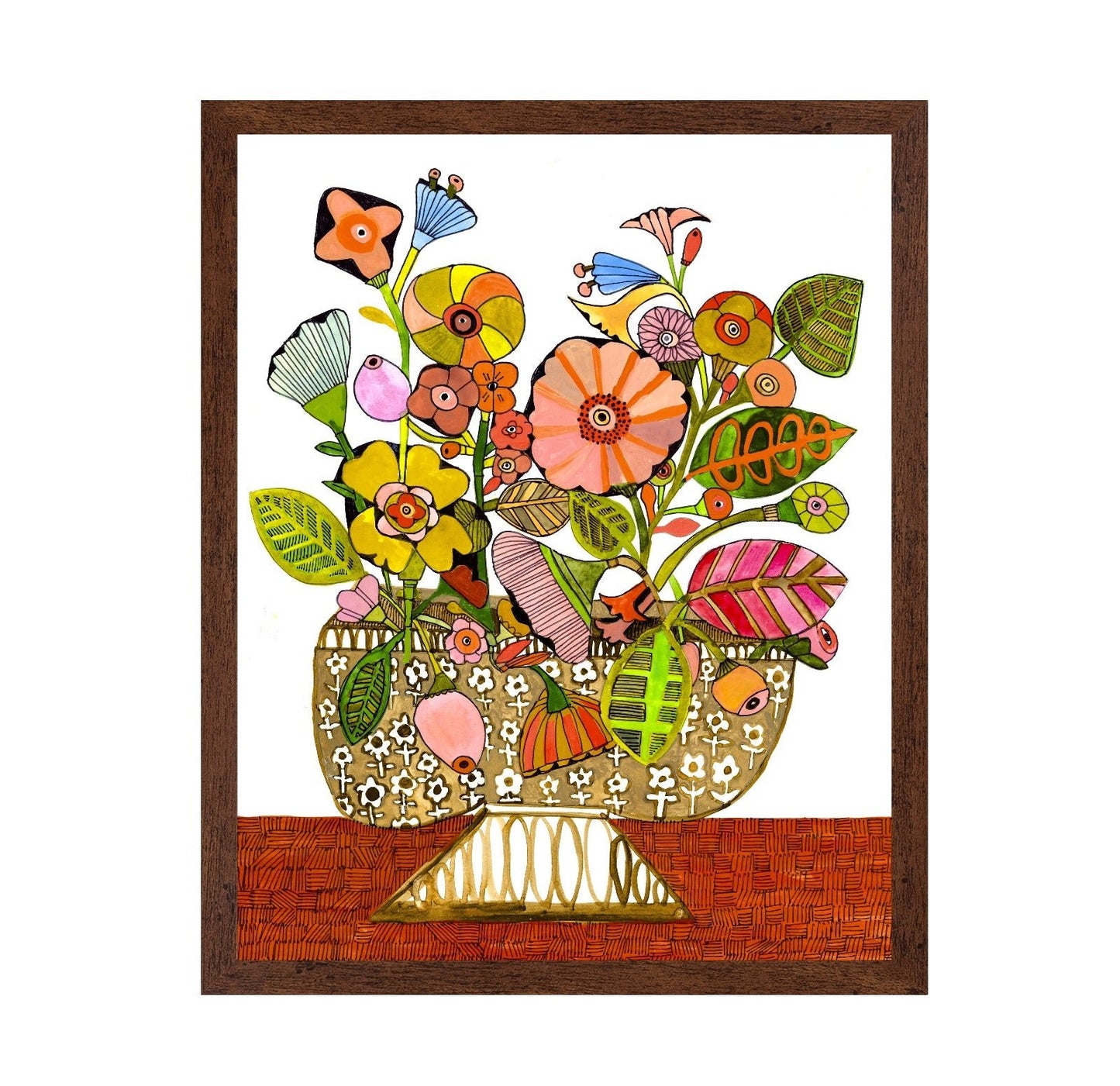 Colorful Floral Vase Pattern