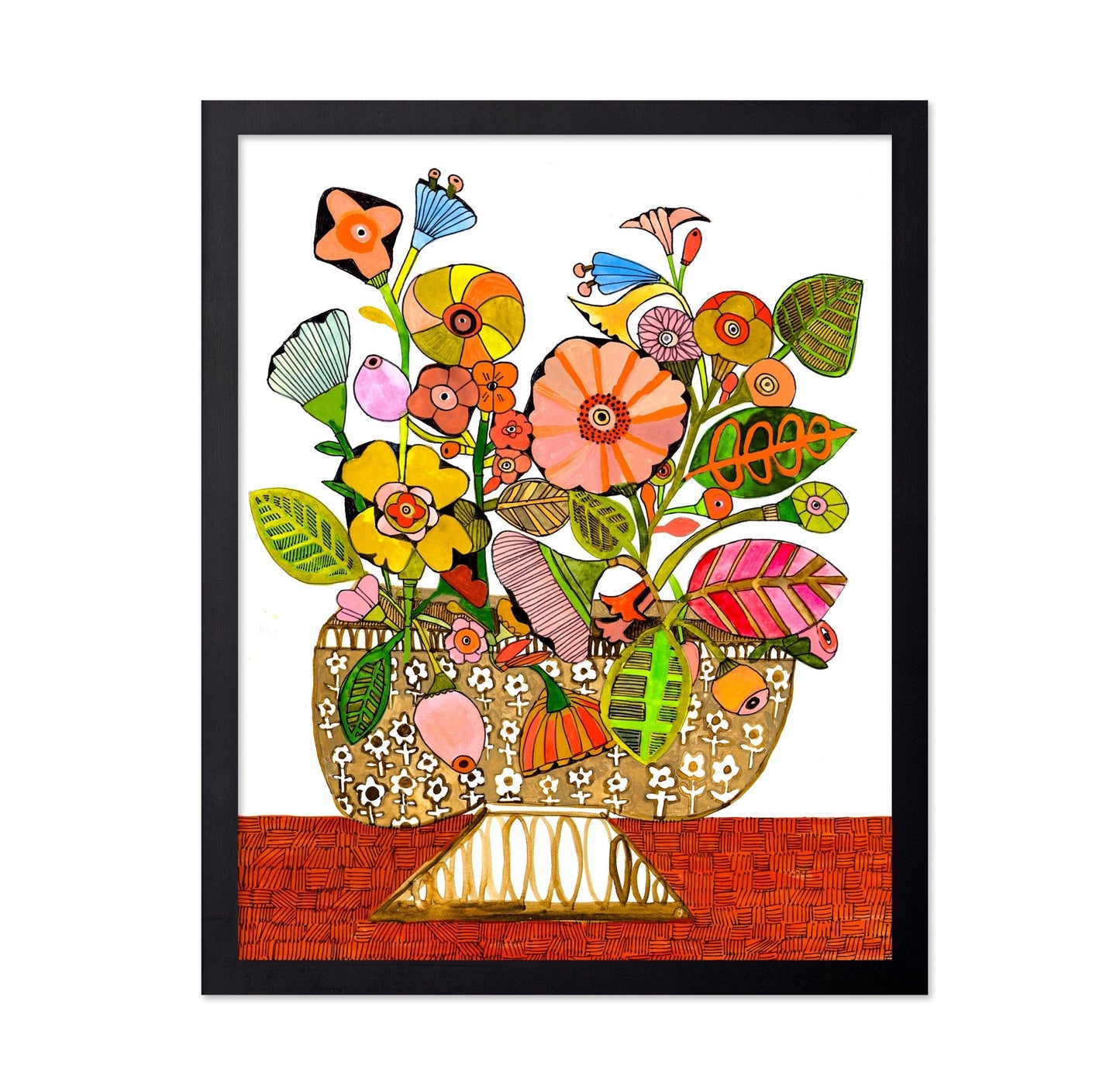 Colorful Floral Vase Pattern