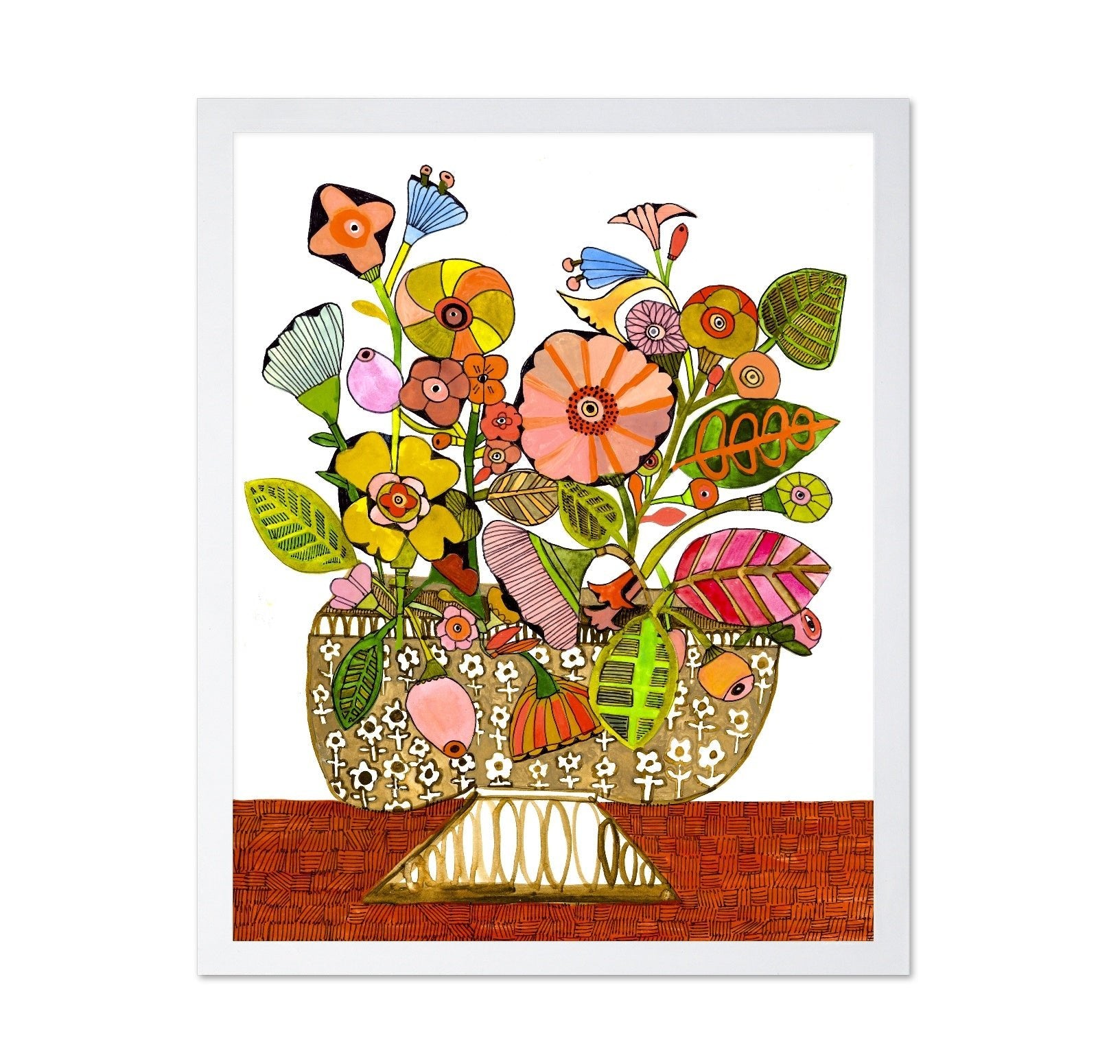 Colorful Floral Vase Pattern