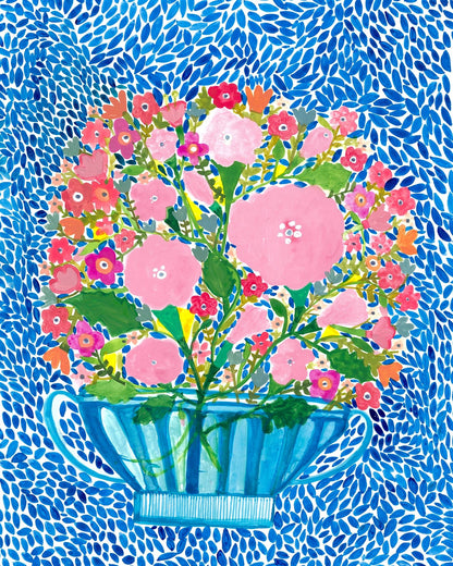Pink Floral Teacup Bouquet